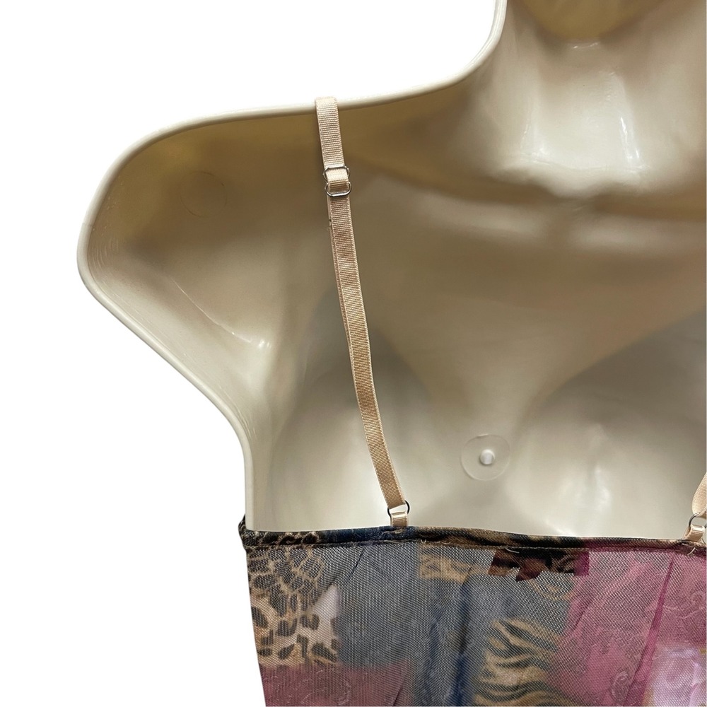 Edikted Mixed Animal Print Mesh Camisole Top Brown Pink Patchwork Small - Picture 6 of 7